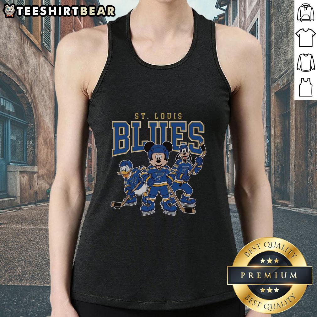 St. Louis Blues Disney team ice hockey tank top featuring vibrant graphics and a sporty design for fans.