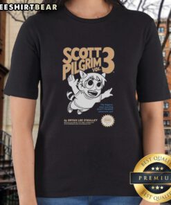 Scott Pilgrim Ladies Tee featuring art from 'Awesome: The Biggest, Most Exciting Adventure' Vol. 3, vibrant and stylish design.