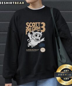 Alt Text: Scott Pilgrim sweatshirt featuring artwork from 'Scott Pilgrim Vol 3: The Biggest Adventure' in vibrant colors.