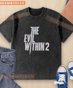 Awesome The Evil Within 2 washed t-shirt featuring a distressed graphic design for gamers and horror fans.