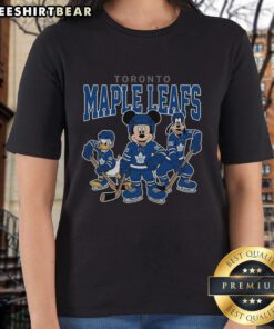Awesome Toronto Maple Leafs Disney Team ice hockey ladies tee featuring vibrant graphics and a stylish design for fans.