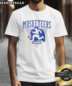 Awesome Xavier Musketeers Basketball 2026 logo t-shirt featuring a bold design in school colors, perfect for fans.