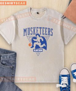 Alt Text: Awesome Xavier Musketeers Basketball 2026 logo on a stylish washed t-shirt, perfect for fans and casual wear.