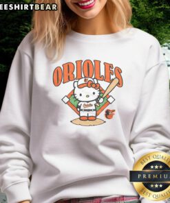 Cute Baltimore Orioles Hello Kitty sweatshirt featuring a playful design, perfect for fans and casual wear.