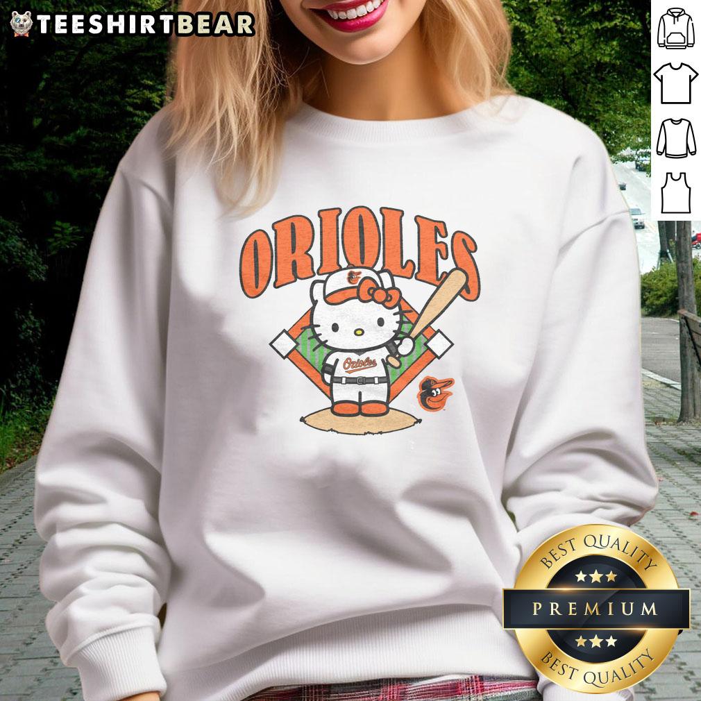 Cute Baltimore Orioles Hello Kitty sweatshirt featuring a playful design, perfect for fans and casual wear.