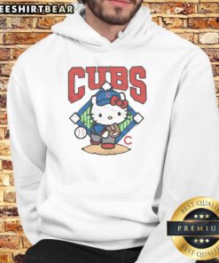 Cute Chicago Cubs Hello Kitty hoodie featuring a playful design, perfect for fans and collectors of unique sports apparel.