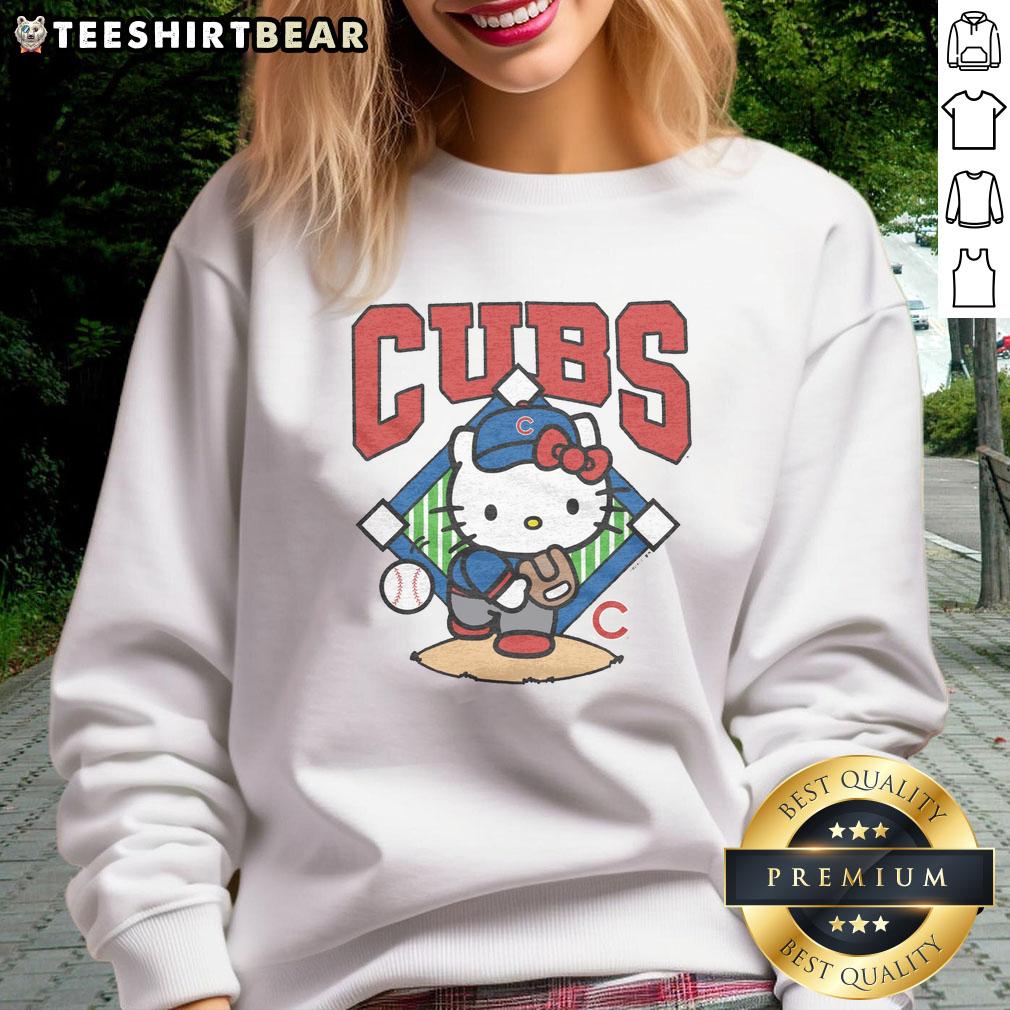 Adorable Cute Chicago Cubs Hello Kitty sweatshirt featuring vibrant colors and a playful design for fans and fashion lovers.