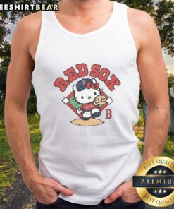Cute Hello Kitty X Boston Red Sox throw tank top featuring playful design, perfect for fans and summer style.