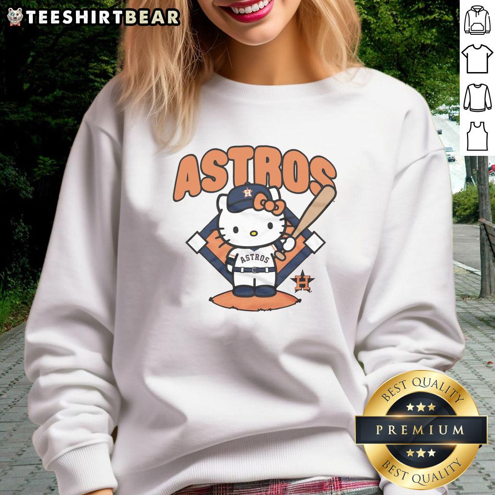Alt Text: Cute Houston Astros Hello Kitty sweatshirt featuring a playful design, perfect for fans and cozy wear.