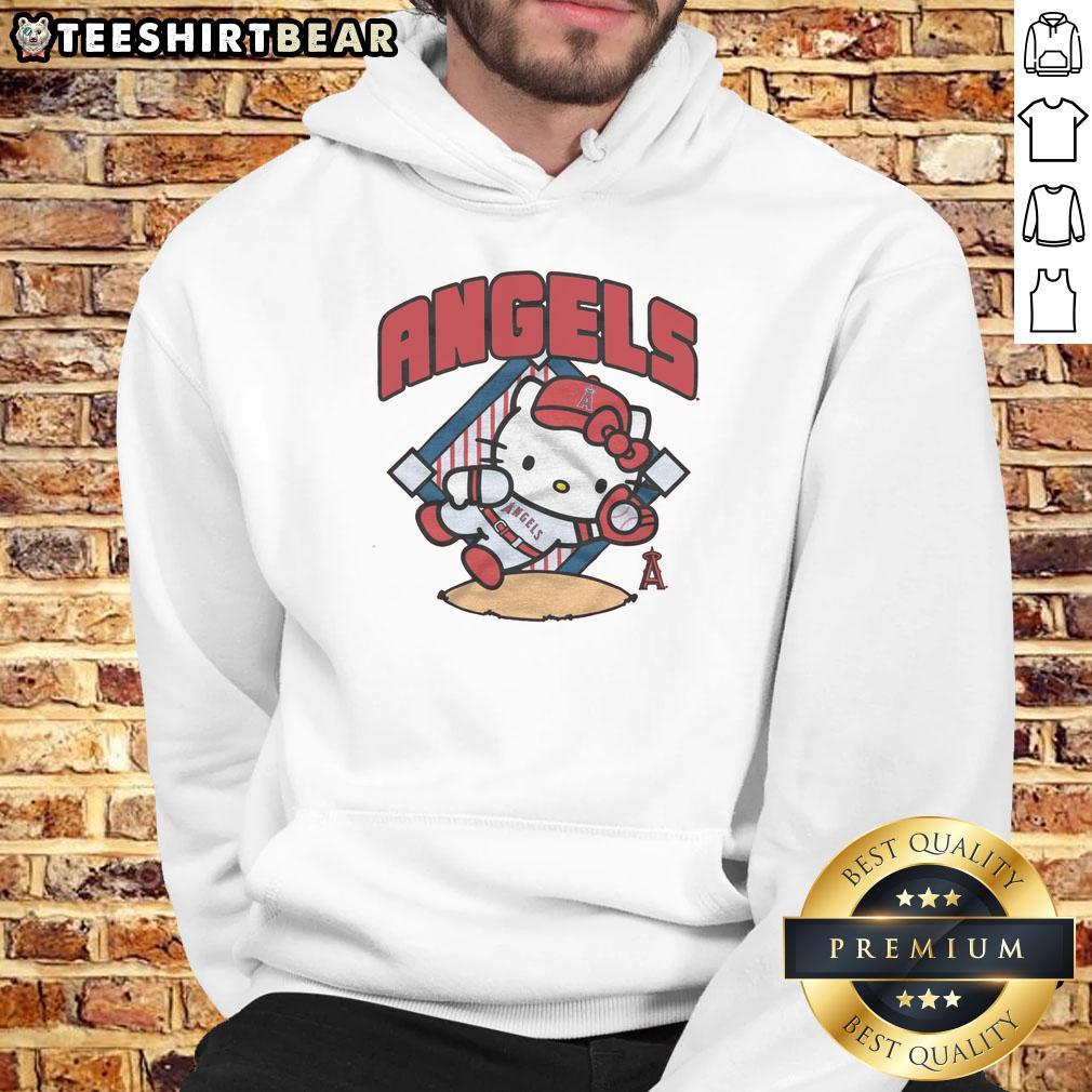 Cute Los Angeles Angels Hello Kitty hoodie featuring a playful design, perfect for fans and fashion lovers.