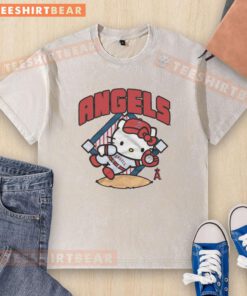 Cute Los Angeles Angels Hello Kitty washed t-shirt featuring vibrant graphics and a playful design for fans.