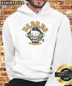 Alt Text: Cute San Diego Padres Hello Kitty hoodie featuring a playful design, perfect for fans and fashion lovers alike.