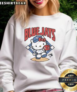 Cute Toronto Blue Jays Hello Kitty sweatshirt featuring a playful design, perfect for fans and fashion lovers.
