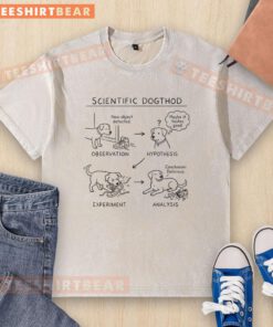 Alt Text: Funny scientific dogthod t-shirt featuring a humorous canine research method design for dog lovers.