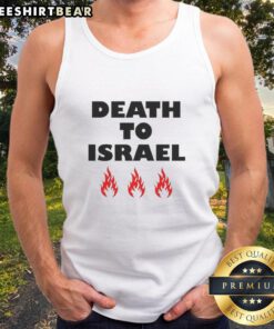 Good Death To Israel fire icon tank top featuring bold graphic design and vibrant colors for a striking statement.