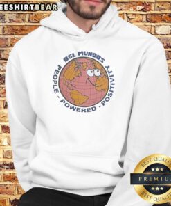 Good Earth People Powered Positivity Del Mundos Hoodie featuring vibrant colors and an inspiring design for eco-conscious fashion.