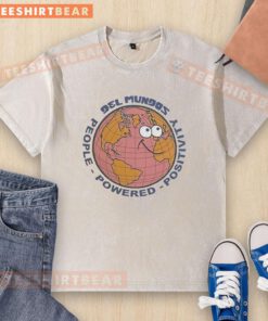 Good Earth People Powered Positivity Del Mundos washed t-shirt featuring vibrant design and eco-friendly fabric.