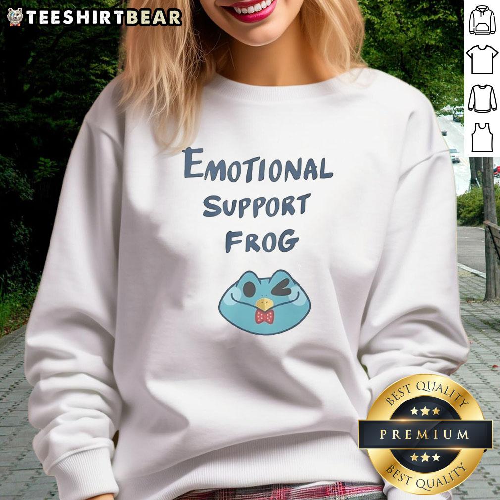 Cozy Good Emotional Support Frog Sweatshirt featuring a cheerful frog design, perfect for comfort and positivity.