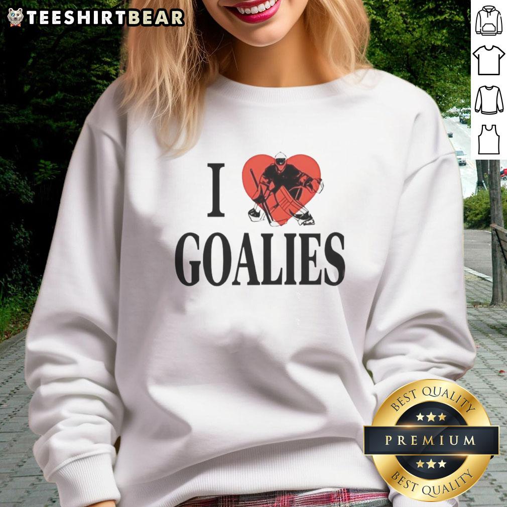 Good I Love Goalies sweatshirt featuring Dan Vladar for Philadelphia Flyers fans, showcasing team spirit and hockey pride.