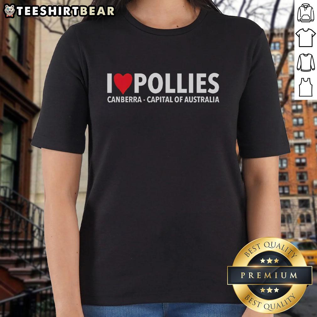 Good I Love Pollies ladies tee featuring vibrant Canberra, Australia design - perfect for fans of local culture and style.