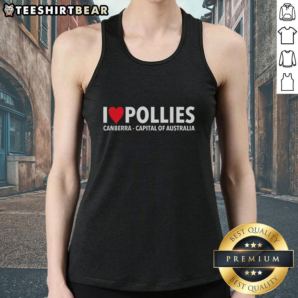 Good I Love Pollies Canberra Capital Australia tank top featuring a vibrant design celebrating Australian politics.