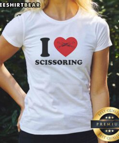 Vintage ladies tee featuring 'Good I Love Scissoring' graphic, perfect for playful and humorous casual wear.