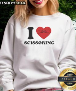 Good I Love Scissoring vintage sweatshirt in soft fabric, featuring bold text design and cozy fit for casual wear.