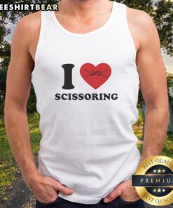 Vintage tank top featuring 'Good I Love Scissoring' graphic, perfect for casual wear and LGBTQ+ pride celebrations.