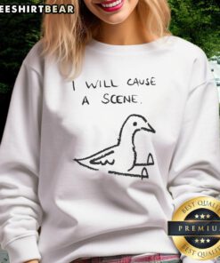 Good I Will Cause A Scene Pigeon sweatshirt featuring a playful doodle design, perfect for quirky fashion lovers.