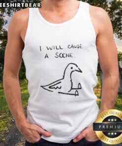 Playful doodle tank top featuring a mischievous pigeon causing trouble, perfect for quirky fashion lovers.