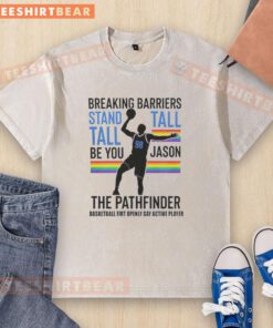 Good Jason 98 The Pathfinder Breaking Barriers Stand Tall washed t-shirt featuring a motivational design for casual wear.