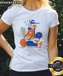Good New York Knicks ladies tee featuring 'Go New York Go New York Go' slogan, perfect for fans and game day.