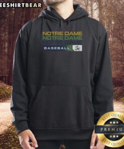 Good Notre Dame Fighting Irish college baseball hype hoodie featuring team colors and logo for fans and athletes.