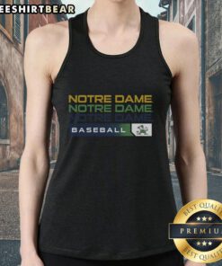 Good Notre Dame Fighting Irish college baseball hype tank top featuring team colors and logo, perfect for fans.