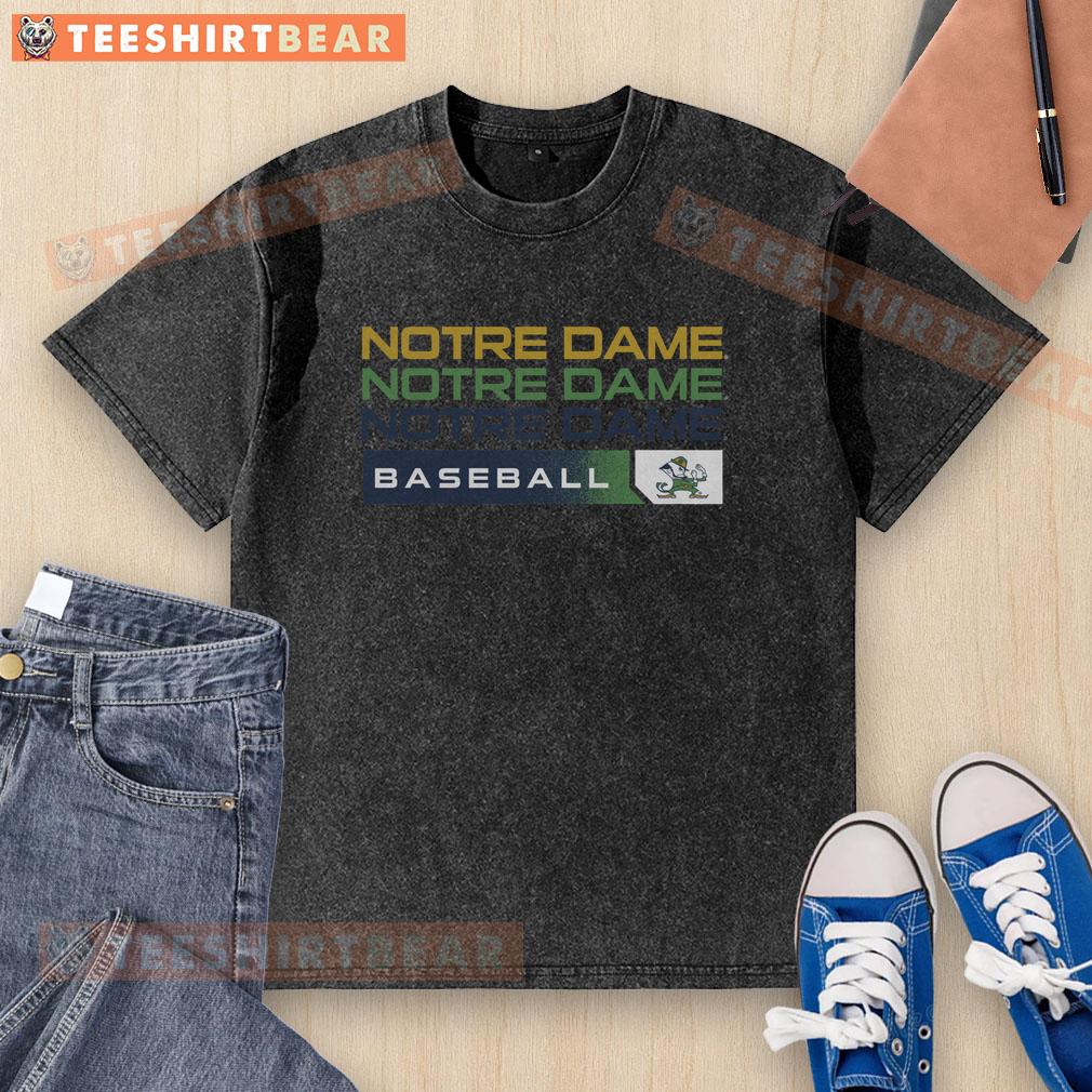 Good Notre Dame Fighting Irish College Baseball hype washed t-shirt featuring vibrant team colors and logo design.