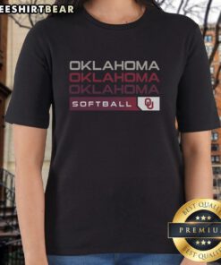 Good Oklahoma Sooners College Softball hype ladies tee featuring bold team colors and logo for fans.