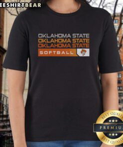Good Oklahoma State Cowboys College Softball hype ladies tee featuring vibrant team colors and stylish design.