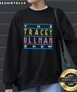 Alt Text: Pedro Pascal wearing a 'Good Pedro Pascal' sweatshirt on The Tracey Ullman Show, showcasing a stylish and casual look.
