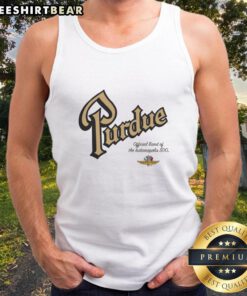 Good Purdue Official Band of the Indianapolis 500 tank top featuring vibrant design and comfortable fit for fans.