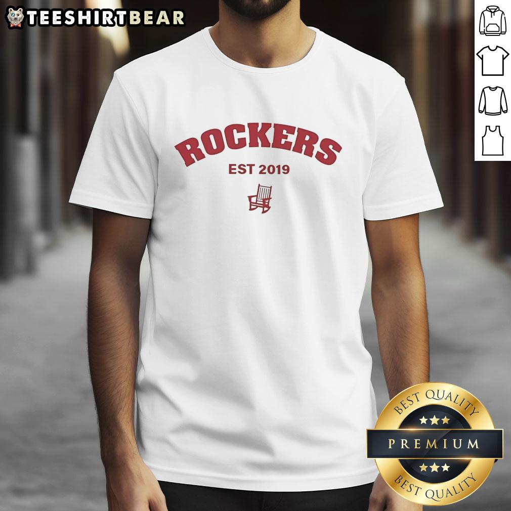 Good Rockers Est 2019 T-Shirt featuring High Point Rockers and Long Island Ducks logo, perfect for baseball fans.