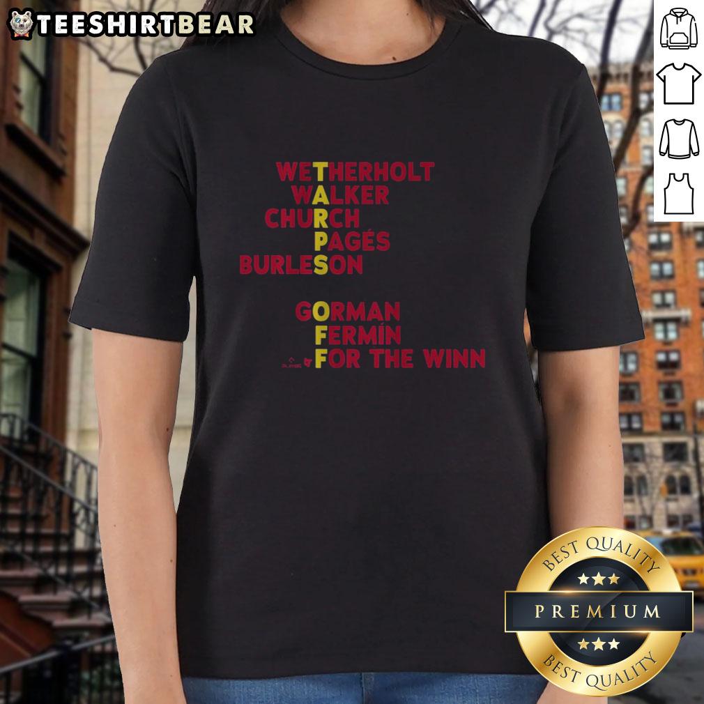 St. Louis Baseball Tarps Off Ladies Tee featuring vibrant design, perfect for fans supporting their team in style.