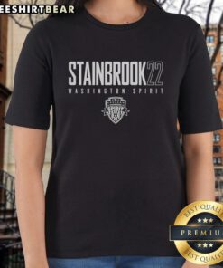 Good Stainbrook 22 Washington Spirit ladies tee featuring team colors and logo, perfect for fans and casual wear.