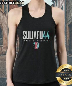 Good Suliafu 44 Kansas City Current KC Shield Logo Tank Top in vibrant colors, perfect for sports fans and summer wear.