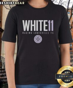 Good White 11 Racing Louisville FC Ladies Tee showcasing team logo and stylish design for female fans.