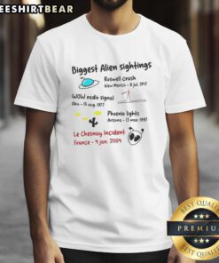 Hot Biggest Alien Sightings Le Chesnay Incident France 2004 T-Shirt featuring UFO graphics and bold text design.