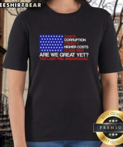 Hot Chaos Corruption Cruelty tee featuring bold text, perfect for expressing thoughts on class war and rising costs.
