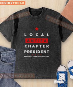 Alt Text: Hot Local Antifa Chapter President wearing a washed t-shirt, promoting activism and community engagement.