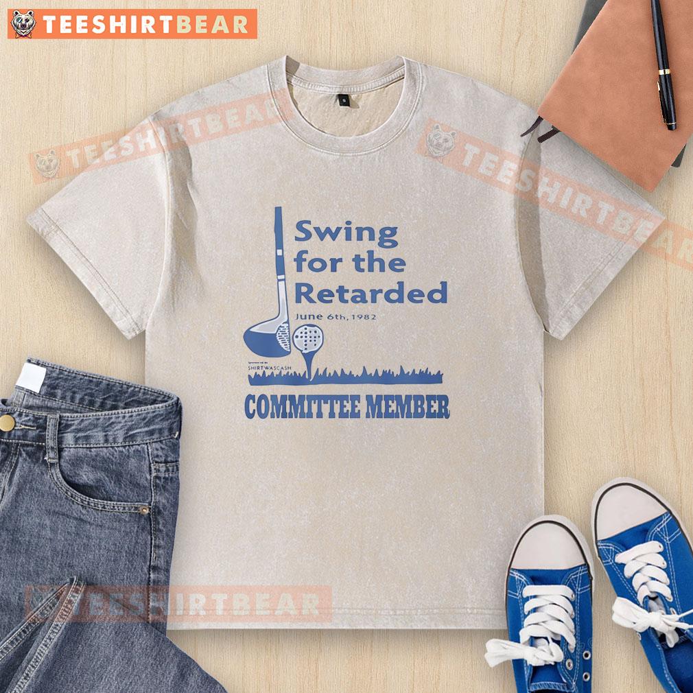 Vintage washed t-shirt featuring 'Hot Swing for the Retarded Committee Member' graphic from June 6th, 1982.