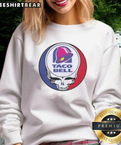 Vintage Hot Taco Bell x Grateful Dead logo sweatshirt featuring vibrant colors and iconic designs for casual wear.