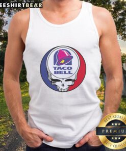 Vintage Hot Taco Bell X Grateful Dead logo tank top featuring colorful graphics and a retro design. Perfect for fans!